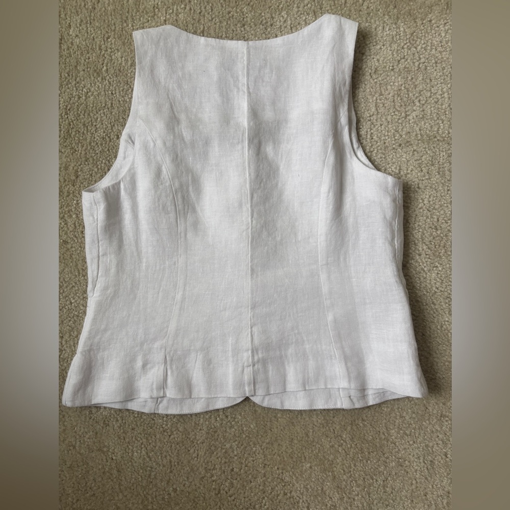 J. Crew White Linen Button-Front Vest - Picture 4 of 5